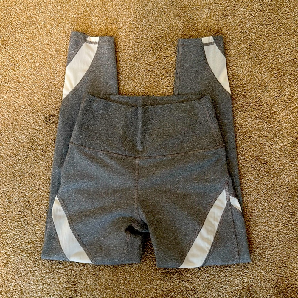 Aerie grey leggings with sheer white